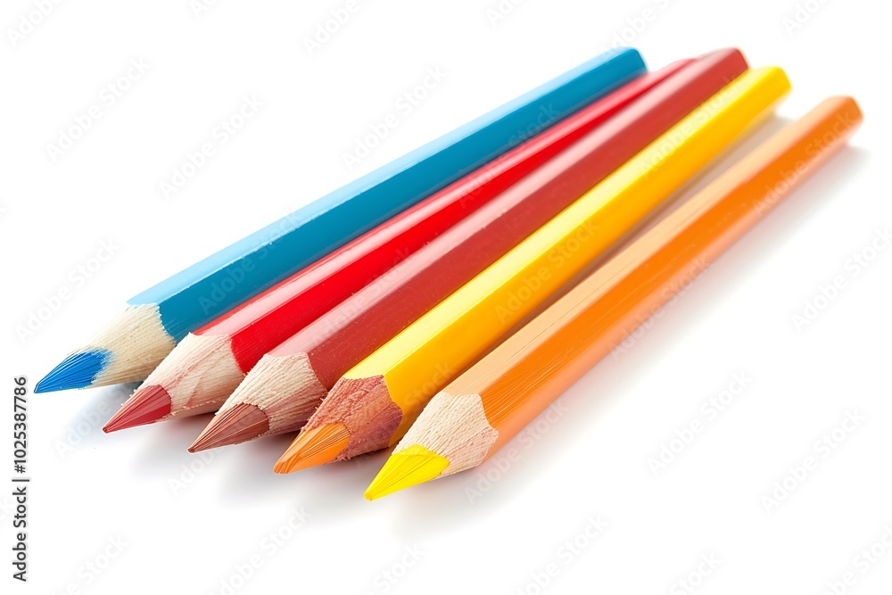 Set of color pencils isolated on white background Set of color pencils isolated on white background