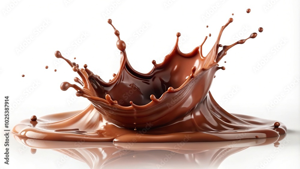 chocolate splash isolated on white background, long shot chocolate splash isolated on white background, long shot