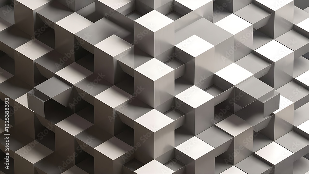 Vector Abstract geometric shape from gray cubes. White squares Vector Abstract geometric shape from gray cubes. White squares