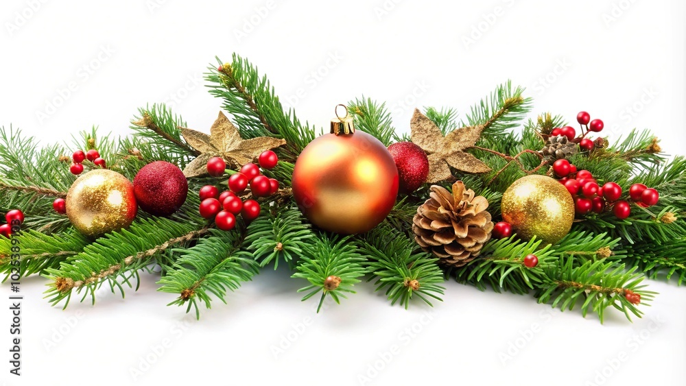 Christmas decoration reflected on white background Christmas decoration reflected on white background