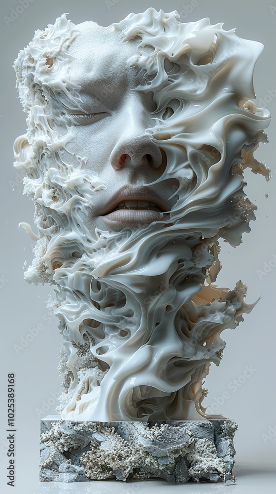 Abstract Surreal Sculpture of a Human Face Abstract Surreal Sculpture of a Human Face