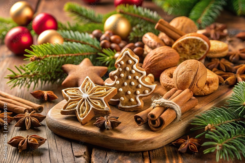 Christmas items on wood Christmas items on wood