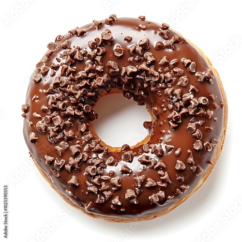 Sweet chocolate donut isolated on white background