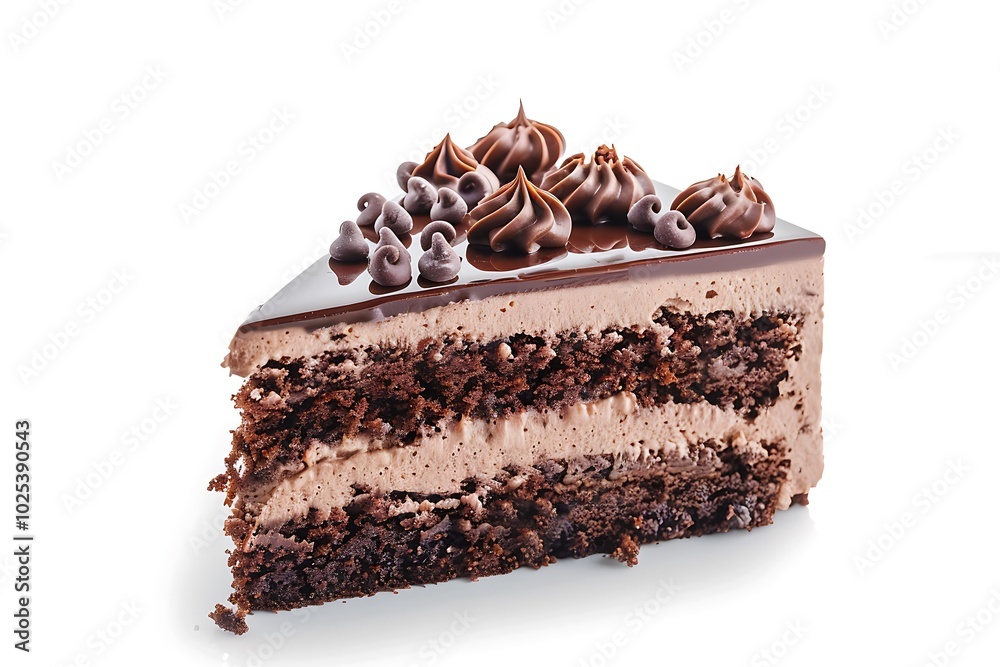 Tasty chocolate cake on white background Tasty chocolate cake on white background