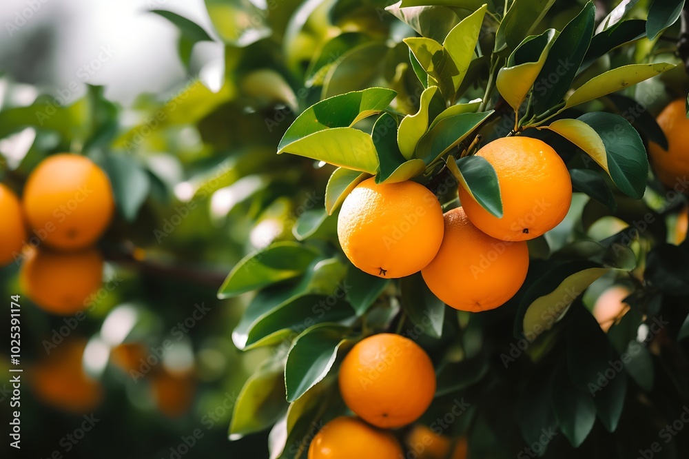 Orange hanging on a tree. Orange in the garden Orange hanging on a tree. Orange in the garden