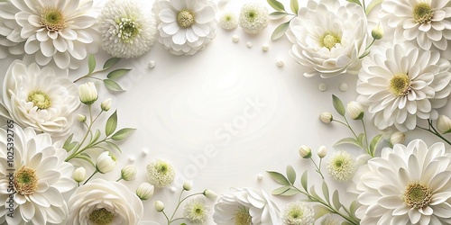 Clean and luxurious white floral pattern background with copy space, viewed from a worm's eye view