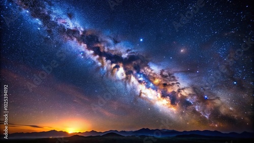 Clear night sky with stars and Milky Way in focus