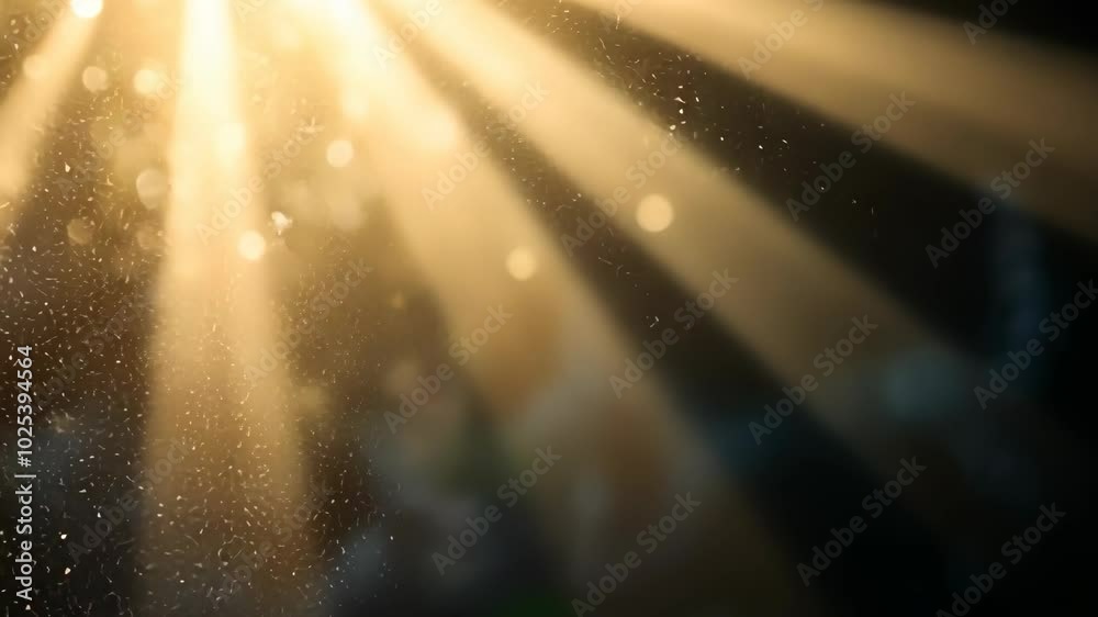 Golden light streams through a window, illuminating dust particles that dance in the air