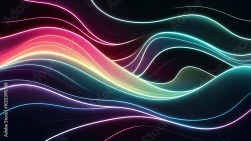 Abstract background. Fluid color gradient waves, with dynamic motion. Neon colorful abstract design of light waves. Illustration For Wallpaper, Banner, Background, Card, Book Illustration, website.
