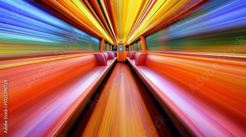 Wallpaper Mural Abstract Train Interior with Blurred Motion Lines and Colorful Lights Torontodigital.ca