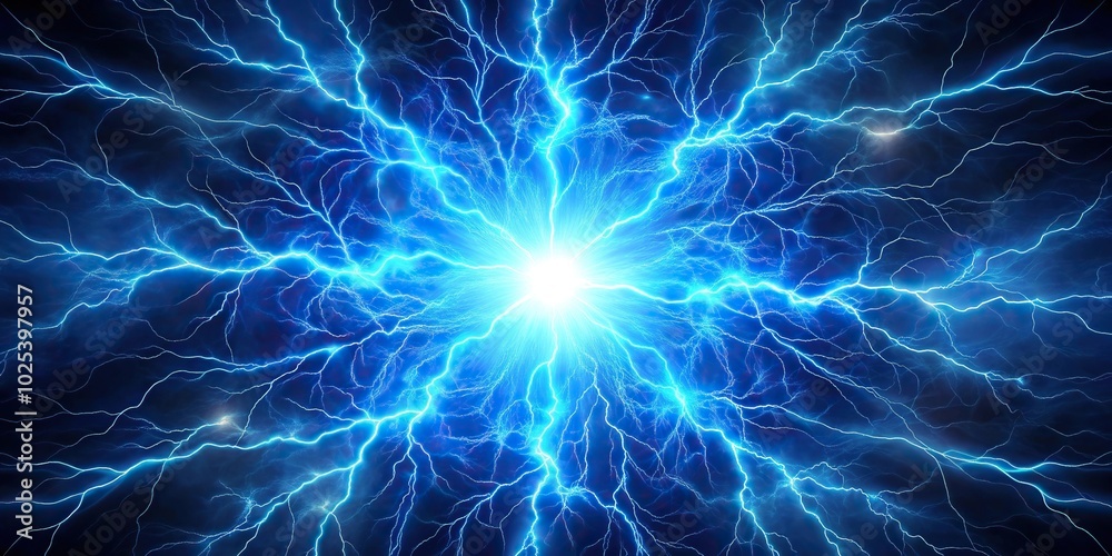 Fototapeta premium Close-up abstract blue lightning explosion background