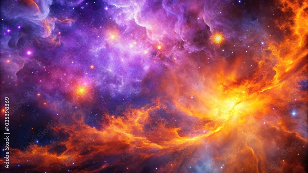 Close-Up Abstract purple and orange cosmic nebula background Close-Up Abstract purple and orange cosmic nebula background