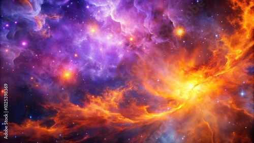 Close-Up Abstract purple and orange cosmic nebula background