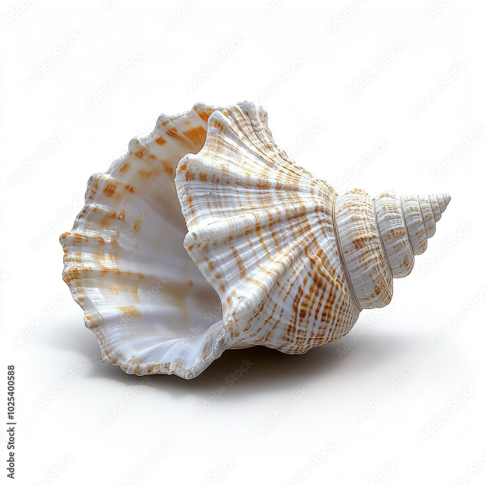 Seashell on white background created with Generative AI Seashell on white background created with Generative AI