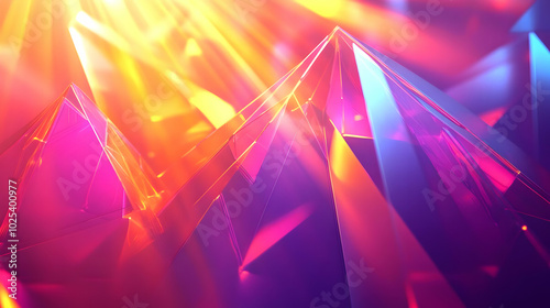 Abstract Crystallized Structure with Vibrant Colors and Glowing Light