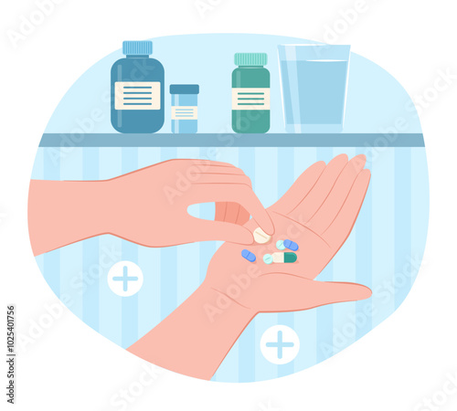Medicine Pills in Hands for Healthcare and Medical Concept Illustration