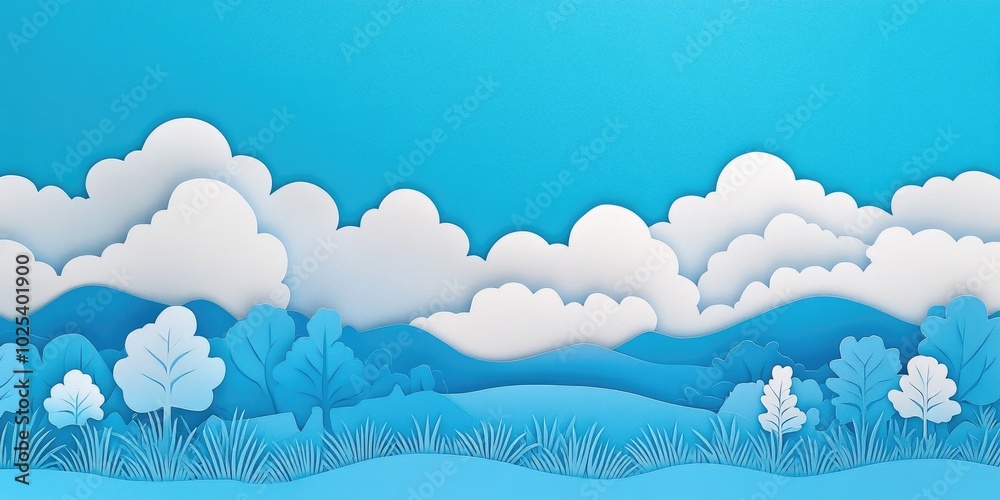 Clear blue sky adorned with fluffy white clouds, showcasing a serene natural landscape, Serene natural landscape with clear blue sky and fluffy white clouds Clear blue sky adorned with fluffy white clouds, showcasing a serene natural landscape, Serene natural landscape with clear blue sky and fluffy white clouds