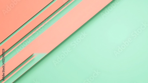 Abstract background with diagonal lines in coral and mint green colors.