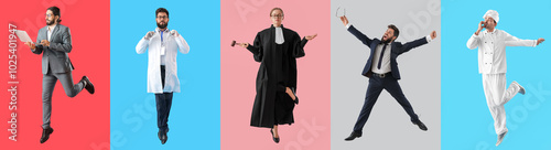 Many jumping people of diff...