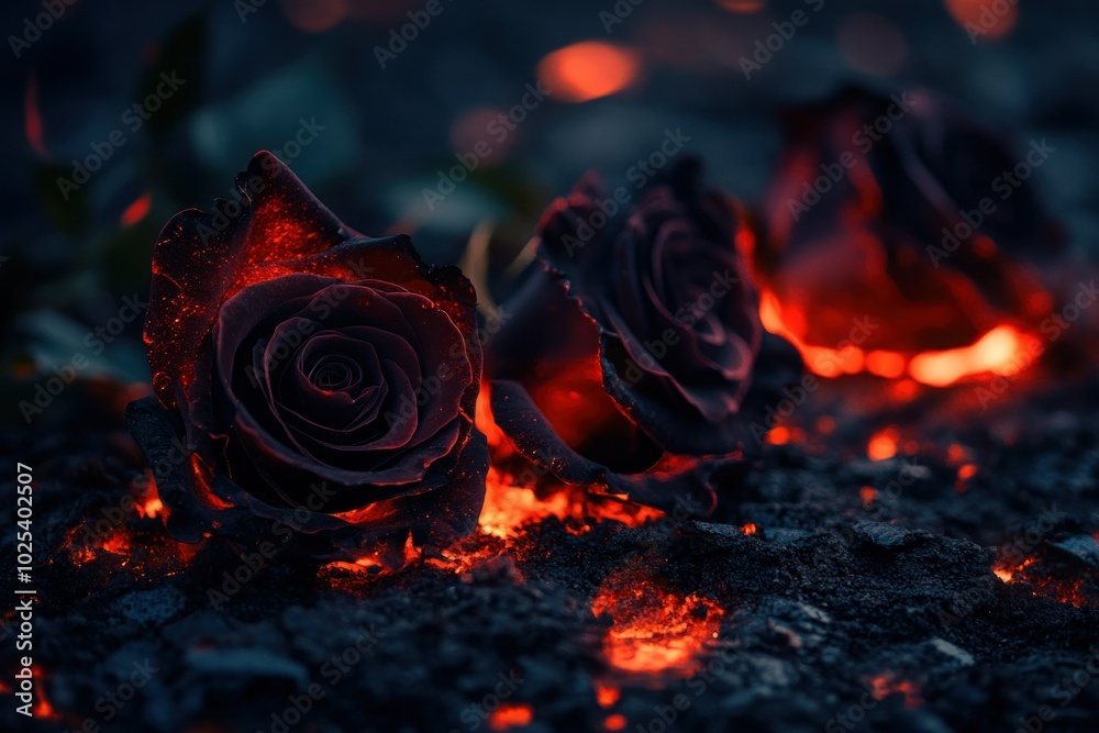 Dark Roses on the Ground with Captivating Glow Dark Roses on the Ground with Captivating Glow