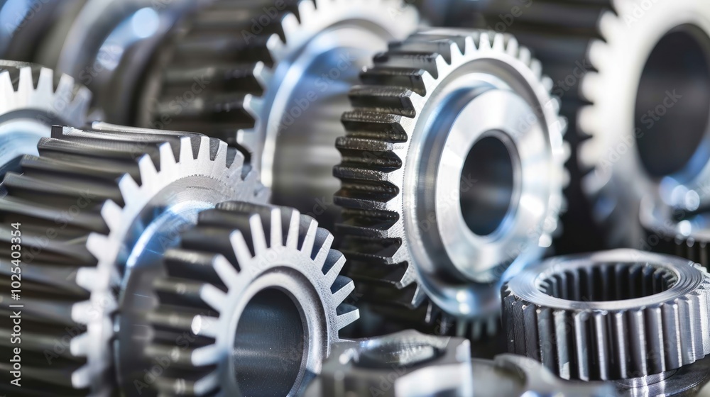 Close-up of Interlocking Metallic Gears Close-up of Interlocking Metallic Gears