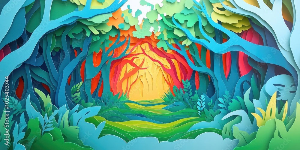 Vibrant and refreshing forest in springtime, Lush green forest in spring Vibrant and refreshing forest in springtime, Lush green forest in spring
