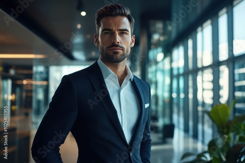 Confident Businessman in Tailored Suit