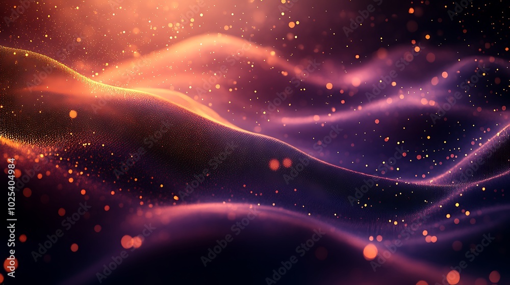 Fototapeta premium Abstract background with glowing waves and particles.