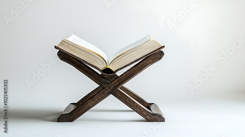 Wallpaper Mural Open Book on Wooden Stand White Background Reading Study Knowledge Learning Torontodigital.ca