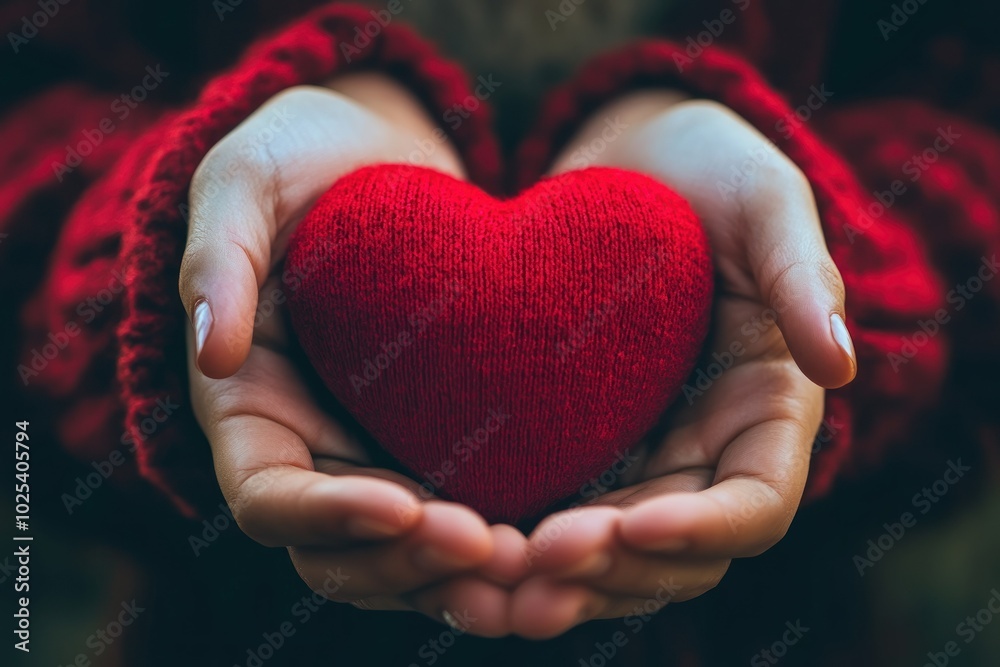 Gentle Hands Cradling a Red Heart Symbol Gentle Hands Cradling a Red Heart Symbol