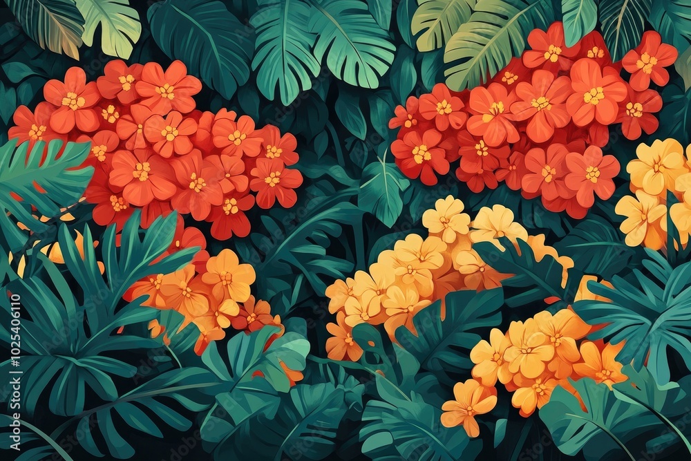 Ixora plants with vibrant red blossoms in a lush garden setting, Vibrant red ixora flowers in a lush garden Ixora plants with vibrant red blossoms in a lush garden setting, Vibrant red ixora flowers in a lush garden