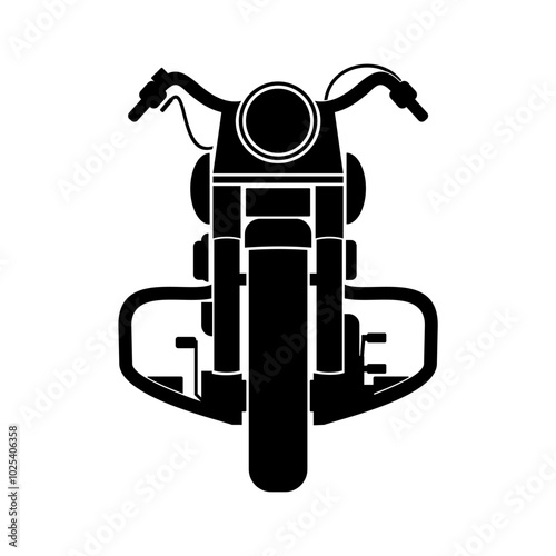 Front look of big motorbike. Motorbike silhouette vector. 