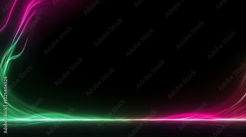 Abstract background with neon green and pink lights on black background. Abstract background with neon green and pink lights on black background.