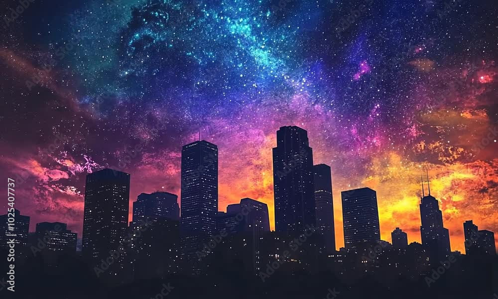 Cityscape Under a Colorful Sky Cityscape Under a Colorful Sky