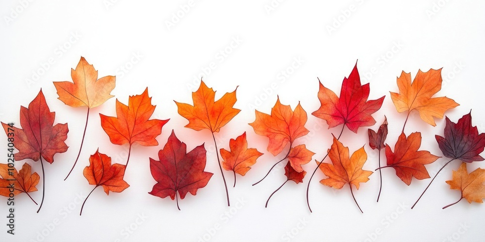 Isolated dried maple leaves on a white backdrop, Dried maple leaves on a white background Isolated dried maple leaves on a white backdrop, Dried maple leaves on a white background