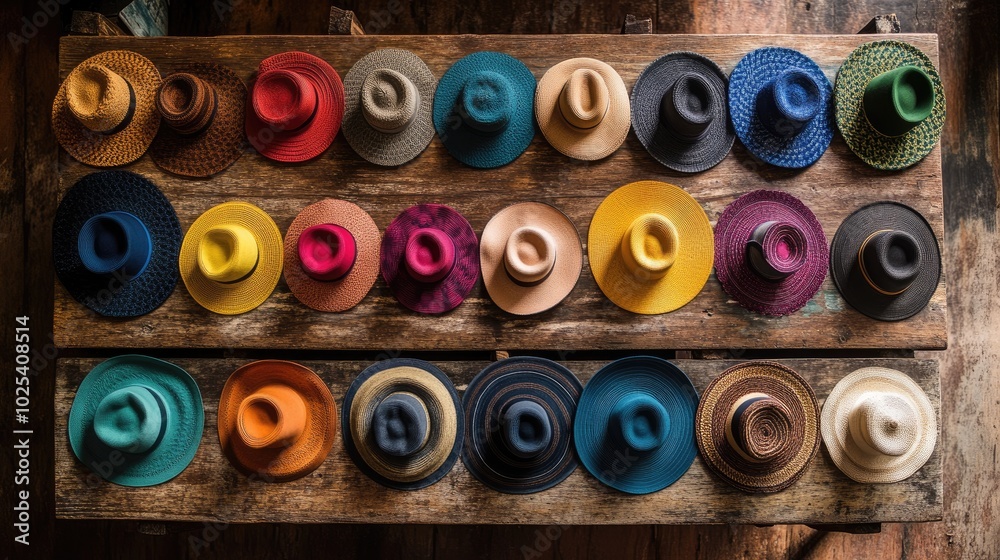 Colorful Collection of Various Stylish Hats Colorful Collection of Various Stylish Hats