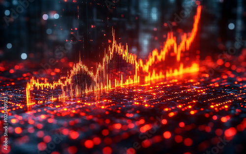 Financial Crisis Visualized: Stock Market Charts on Tech Background