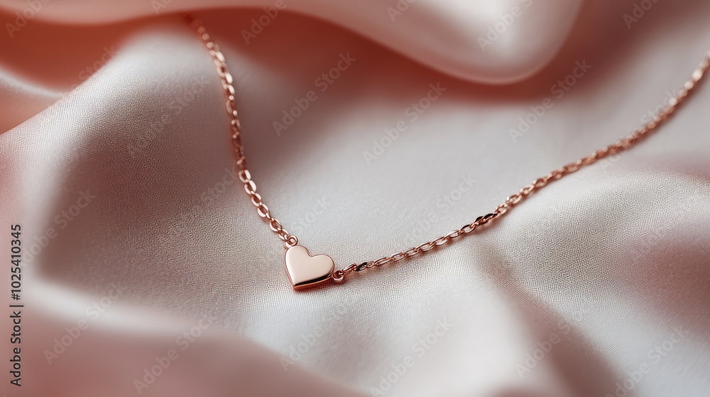 Elegant Heart Necklace on Soft Satin Fabric Elegant Heart Necklace on Soft Satin Fabric