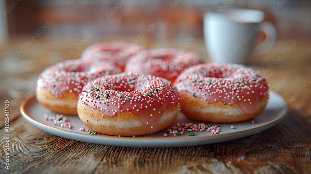 Delicious Glazed Donuts with Sprinkles Delicious Glazed Donuts with Sprinkles