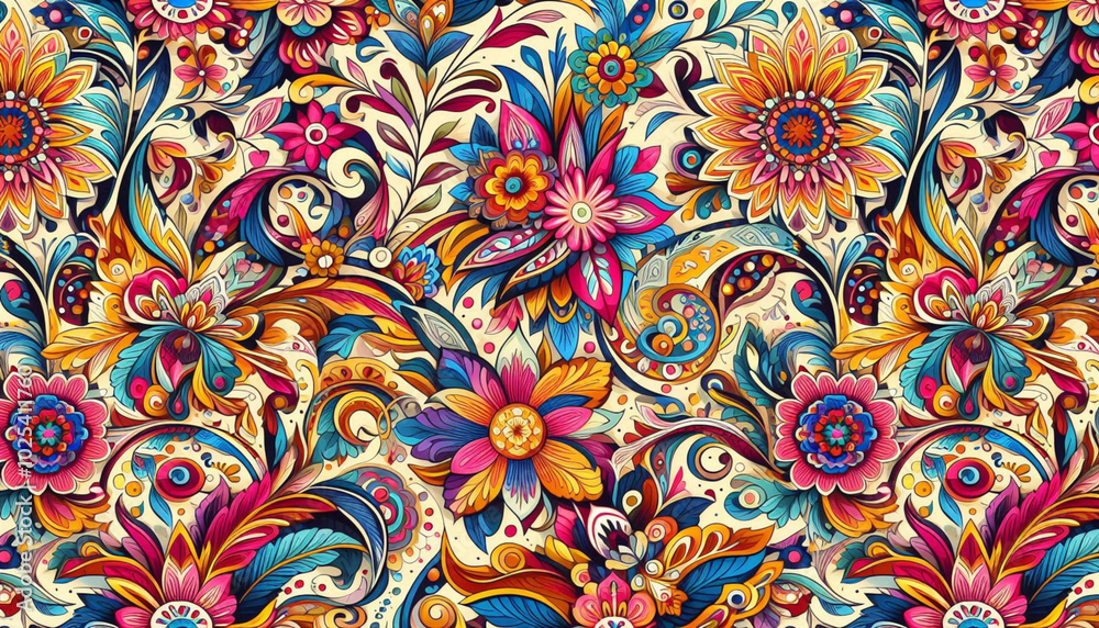 Bright flower pattern on a light background Bright flower pattern on a light background