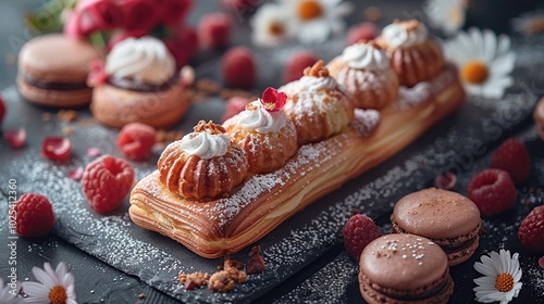 Delicious Pastry Arrangement on Slate