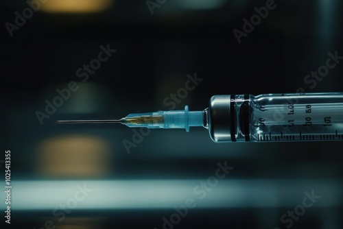 Close-Up View of Syringe Preparing to Draw Liquid