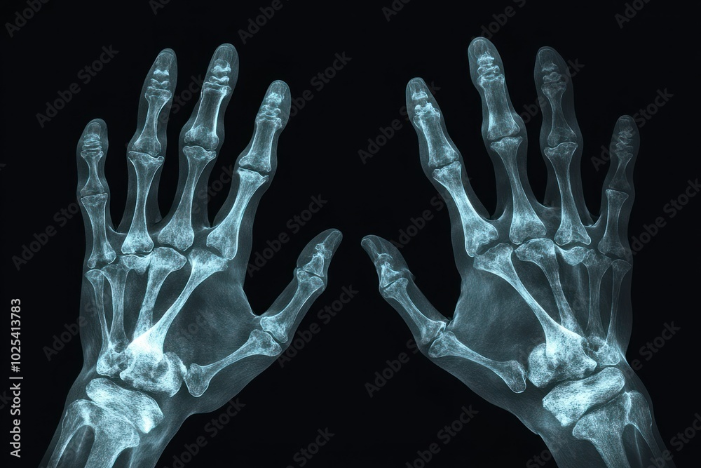 Detailed Radiographic Illustration of Human Hands Detailed Radiographic Illustration of Human Hands