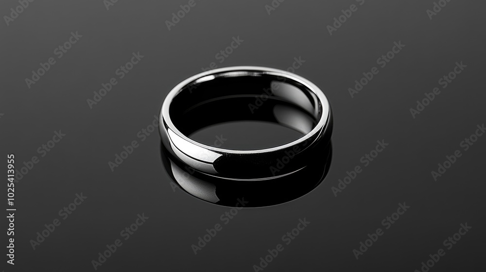 Elegant Black Ring on Glossy Surface Elegant Black Ring on Glossy Surface