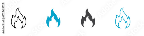 fire icon Sign set in black and white
