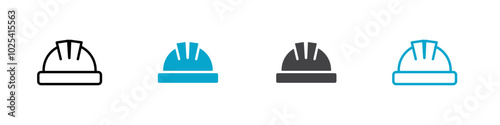 helmet icon Sign set in black and white