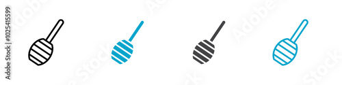 honey spoon icon Sign set in black and white