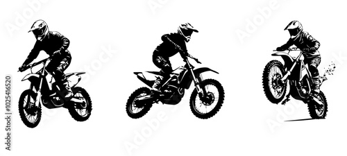 silhouettes of man riding on motocross vector design