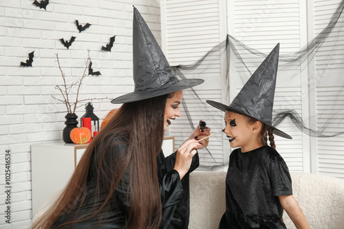 Mother dressed for Hallowee...