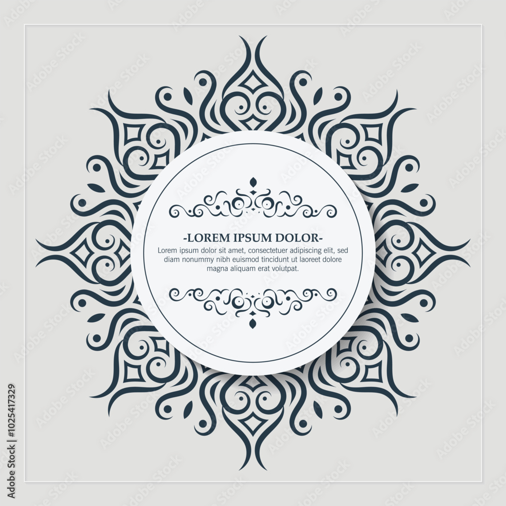 Flat Calligraphy circle ornament frame line